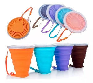 VASO PLEGABLE DE SILICONA PORTABLE CON TAPA