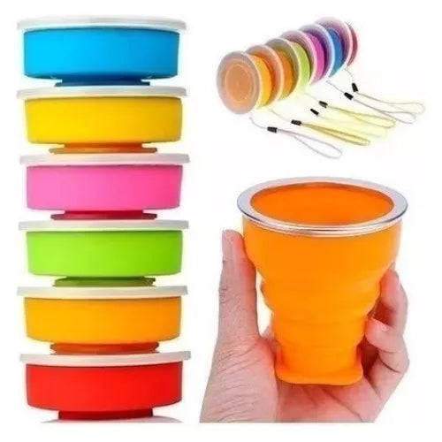 VASO PLEGABLE DE SILICONA PORTABLE CON TAPA