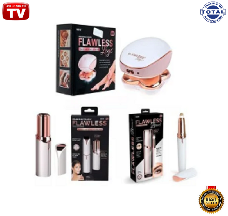 COMBO TV FLAWLESS: Depiladora Corporal + Depiladora Facial + Depiladora Cejas